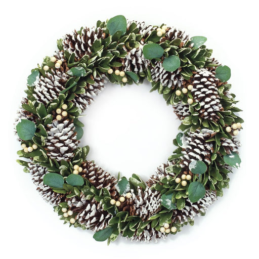 Melrose International Cone/Berry Wreath 20"D, Green/White - 87105DS