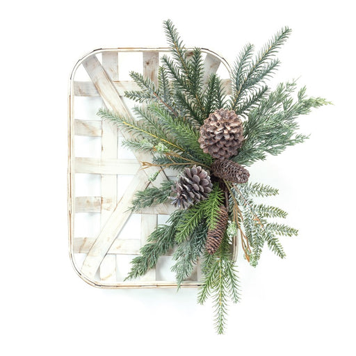 Melrose Pine Cone Wood Wall Hanging 20.5"H, Green/Cream/Brown - 87108DS