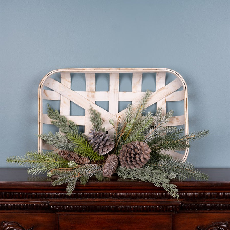 Melrose Pine Cone Wood Wall Hanging 20.5"H, Green/Cream/Brown
