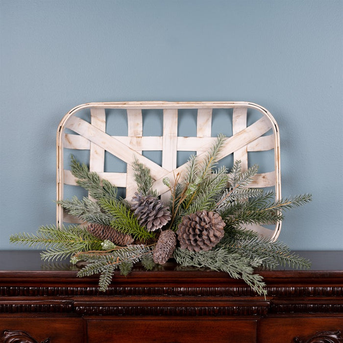 Melrose Pine Cone Wood Wall Hanging 20.5"H, Green/Cream/Brown