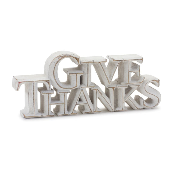 Melrose Happy Harvest/Give Thanks Tabletop Sign, Set of 2, White