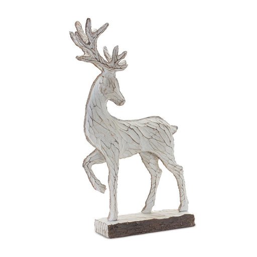 Melrose International Carved Deer Decor, Set of 2, White/Brown