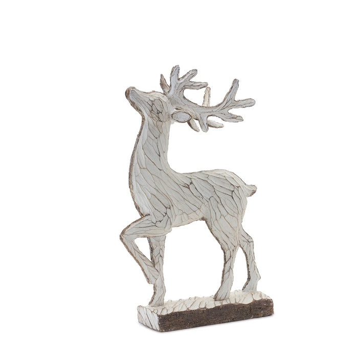 Melrose International Carved Deer Decor, Set of 2, White/Brown