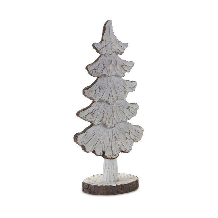 Melrose International Carved Pine Tree Decor, Set of 2, Cream/Brown