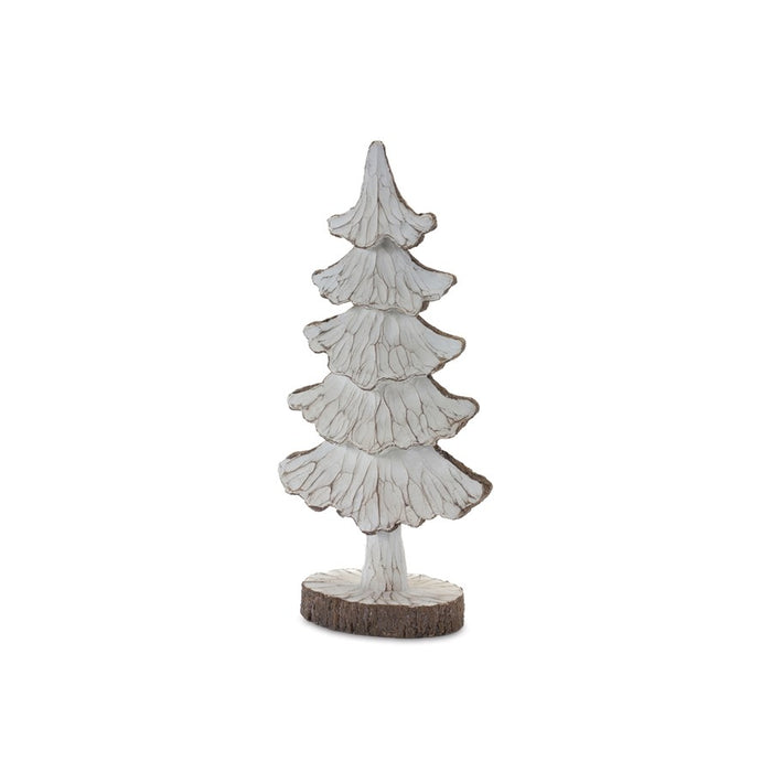Melrose International Carved Pine Tree Decor, Set of 2, Cream/Brown