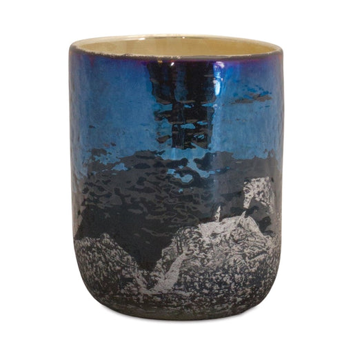 Melrose International Irridescent Navy Glass Candle Holder, Blue - 87152DS
