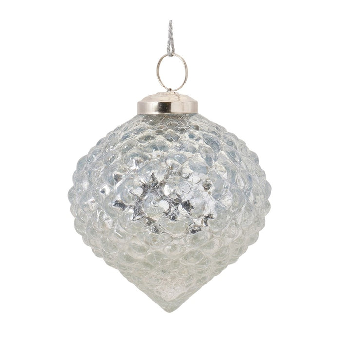 Melrose Textured Mercury Glass Ornament, Set of 6, Blue/White