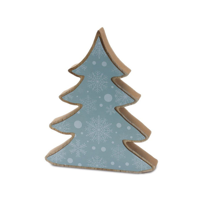 Melrose International Wood Pine Tree Decor, Set of 2, Blue/Brown