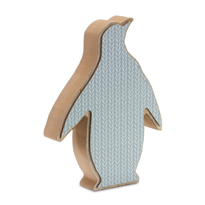 Melrose International Wood Pengu, Decor, Set of 2, Blue/Brown