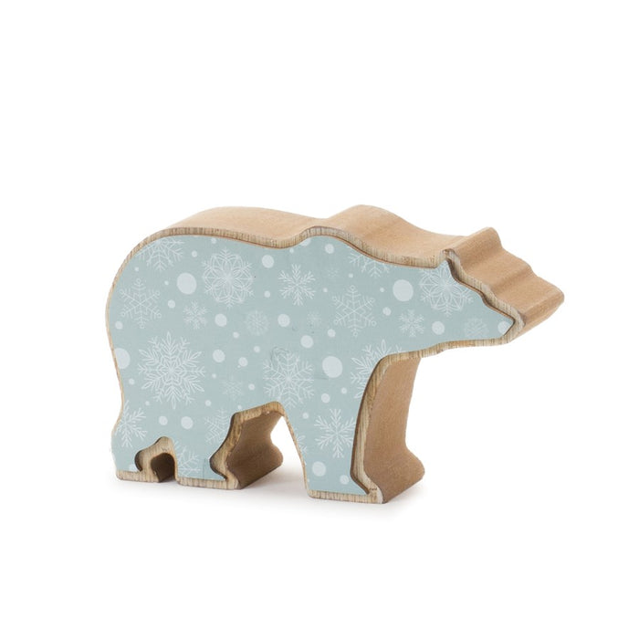 Melrose International Wood Polar Bear Decor, Set of 2, Blue/White/Tan