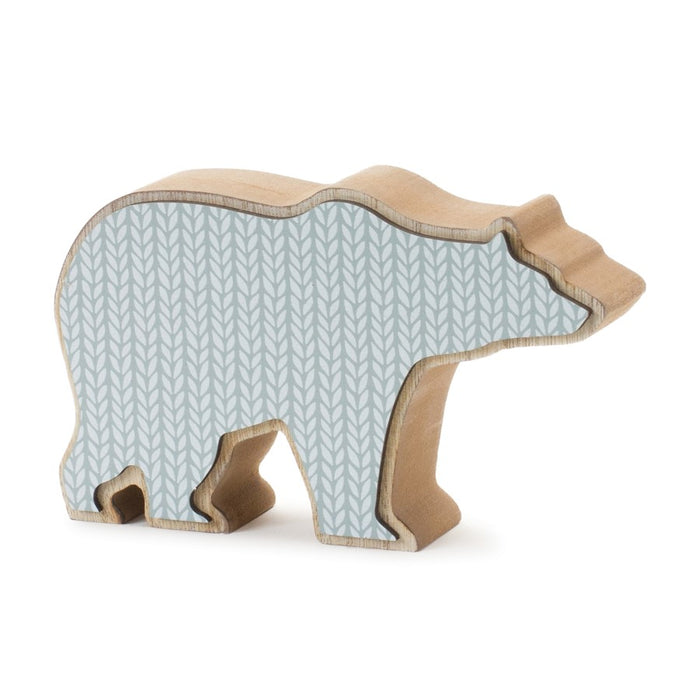 Melrose International Wood Polar Bear Decor, Set of 2, Blue/White/Tan