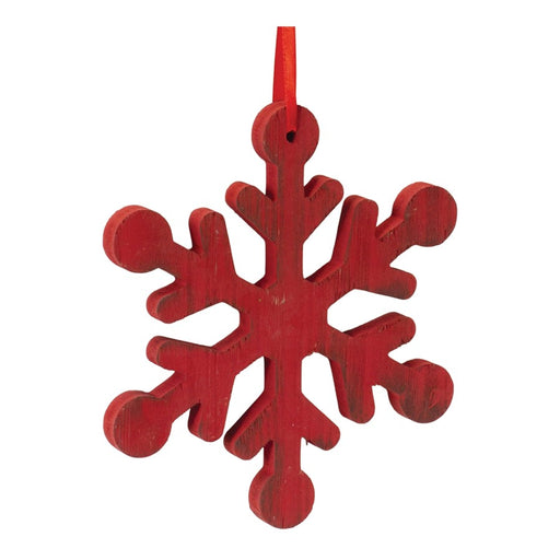 Melrose International Fir Wood Snowflake Ornament, Set of 12, Red