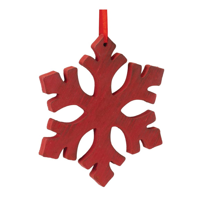 Melrose International Fir Wood Snowflake Ornament, Set of 12, Red