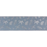 Melrose International Wired Polyester Ribbon 4"x10 yds, Blue/Silver - 87168DS