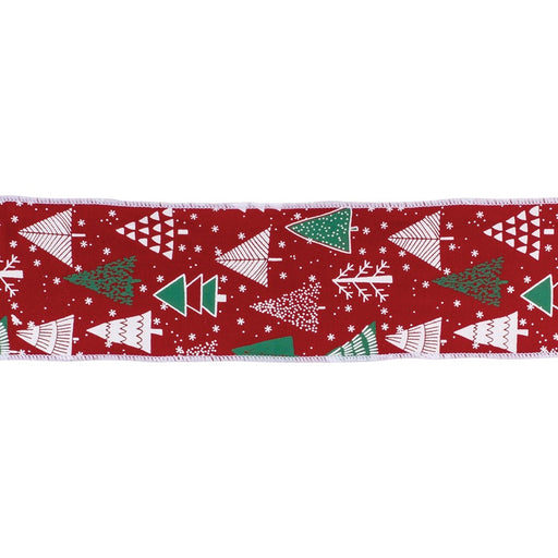 Melrose International Wired Cotton Ribbon 4"x10 yds, Red/Green - 87169DS