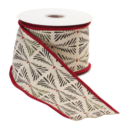 Melrose International Wired Cotton Ribbon 4"x5 yds, Black/Beige