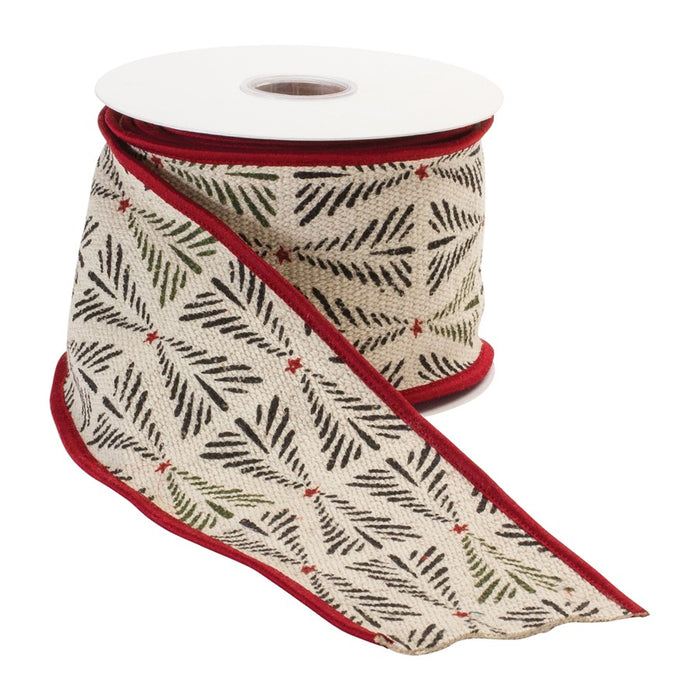 Melrose International Wired Cotton Ribbon 4"x5 yds, Black/Beige