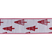 Melrose International Wired Polyester Ribbon 4"x5 yds, Rd/White - 87174DS