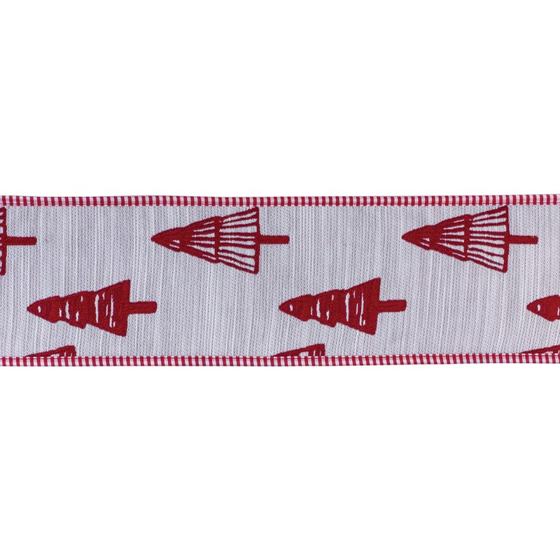 Melrose International Wired Polyester Ribbon 4"x5 yds, Rd/White - 87174DS