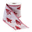 Melrose International Wired Polyester Ribbon 4"x5 yds, Rd/White