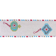 Melrose International Wired Wool Ribbon 4"x5 yds, White/Green/Blue - 87175DS