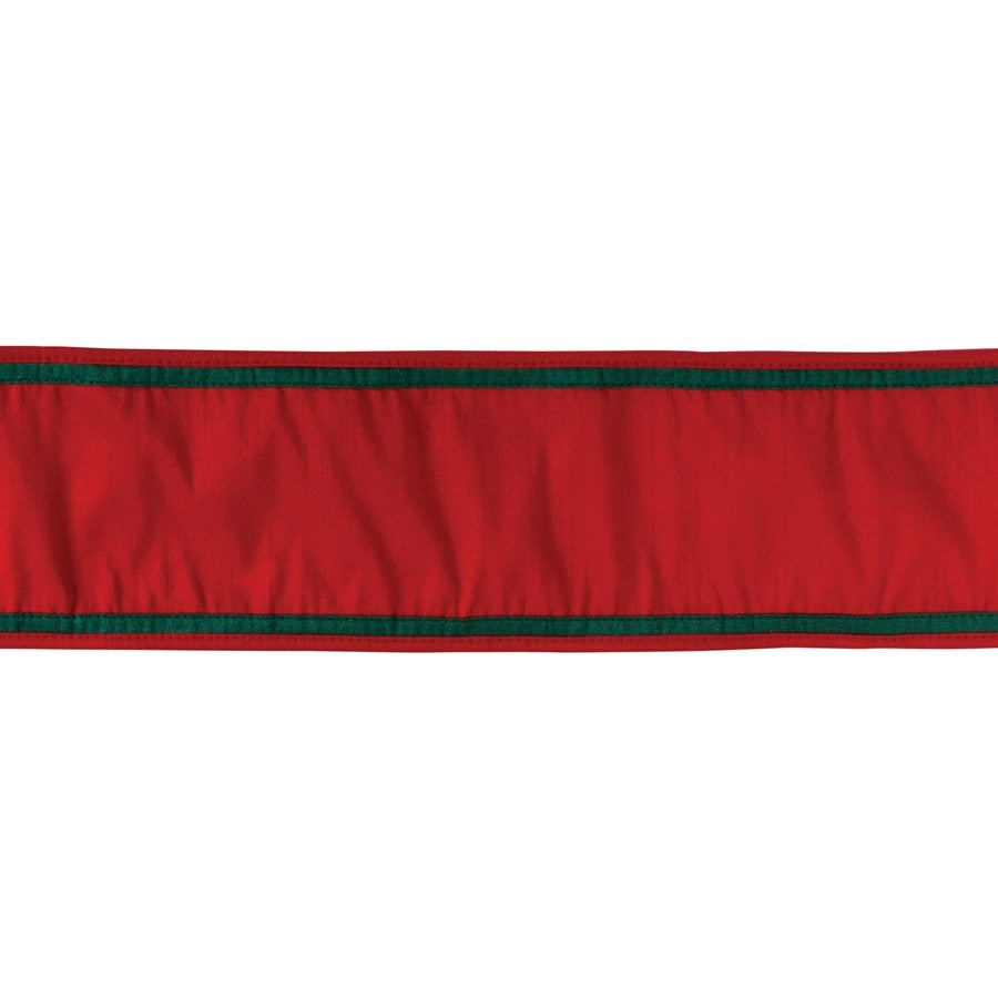 Melrose International Wired Polyester Ribbon 4"x5 yds, Red - 87179DS