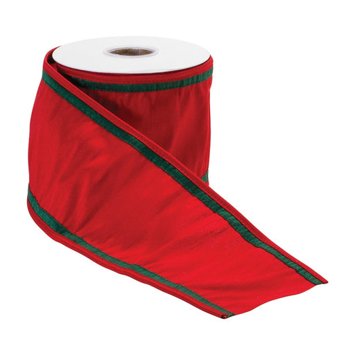 Melrose International Wired Polyester Ribbon 4"x5 yds, Red