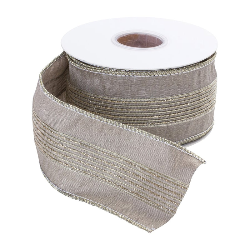 Melrose International Wired Polyester Ribbon 2.5"x10 yds, Grey