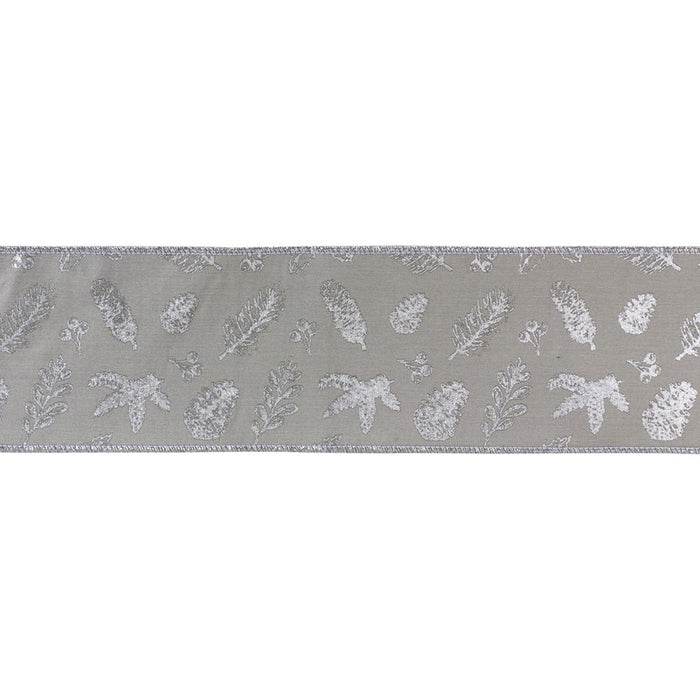 Melrose International Wired Polyester Ribbon 4"x5 yds, Set of 2, Grey - 87181DS