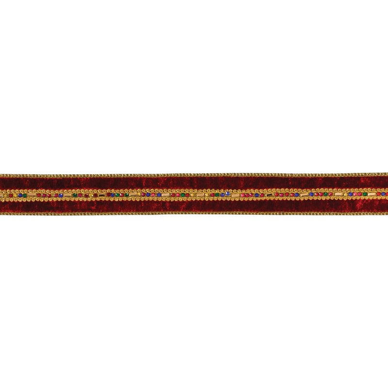 Melrose International Wired Polyester Ribbon 1.5"x10 yds, Red/Gold - 87184DS