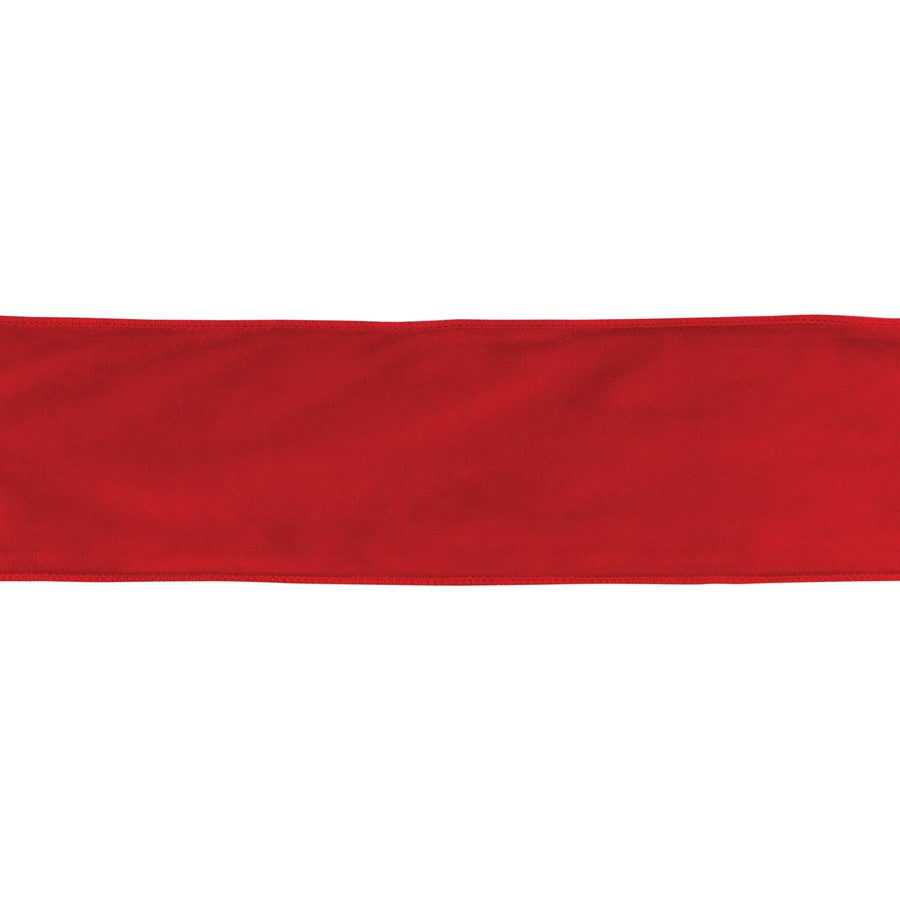 Melrose International Wired Polyester Ribbon 4"x10 yds, Red - 87186DS