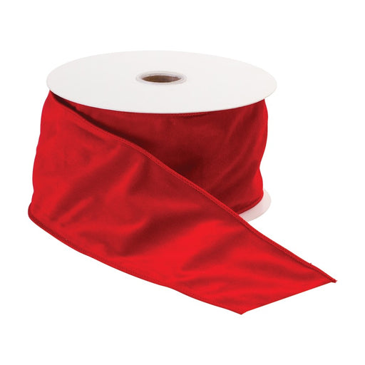 Melrose International Wired Polyester Ribbon 4"x10 yds, Red