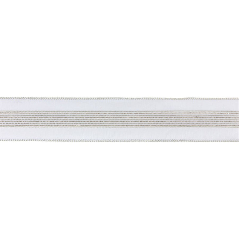 Melrose International Wired Polyester Ribbon 2.5"x10 yds, Silver - 87188DS