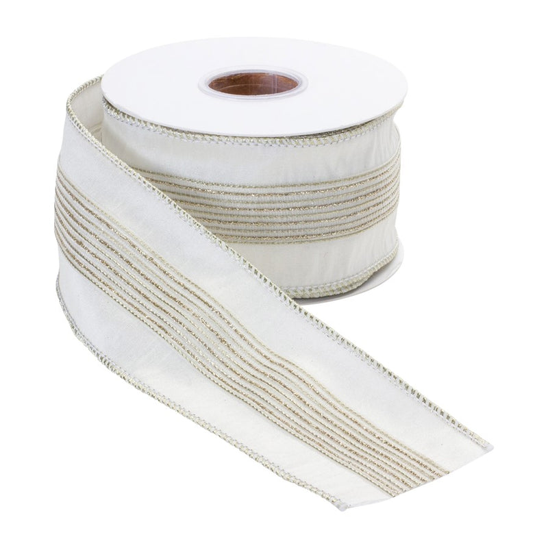 Melrose International Wired Polyester Ribbon 2.5"x10 yds, Silver