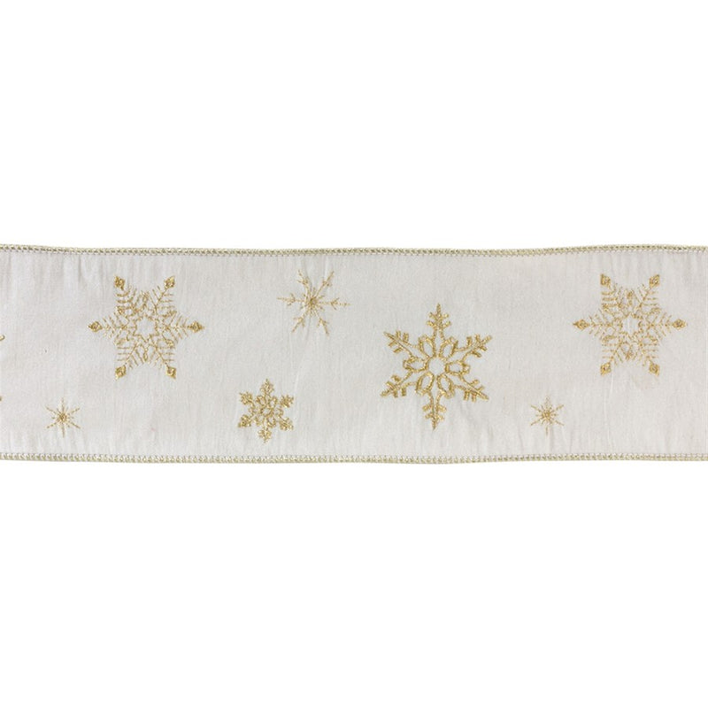 Melrose International Wired Polyester Ribbon 4"x5 yds, Set of 2, Gold - 87191DS