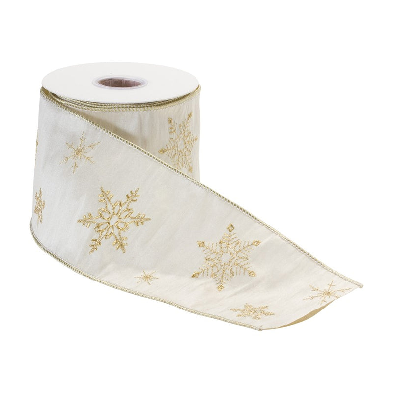 Melrose International Wired Polyester Ribbon 4"x5 yds, Set of 2, Gold