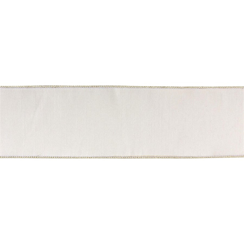 Melrose International Wired Polyester Ribbon 4"x10 yds, White - 87192DS