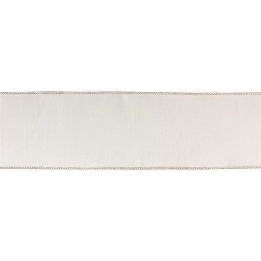 Melrose International Wired Polyester Ribbon 4"x10 yds, White - 87192DS