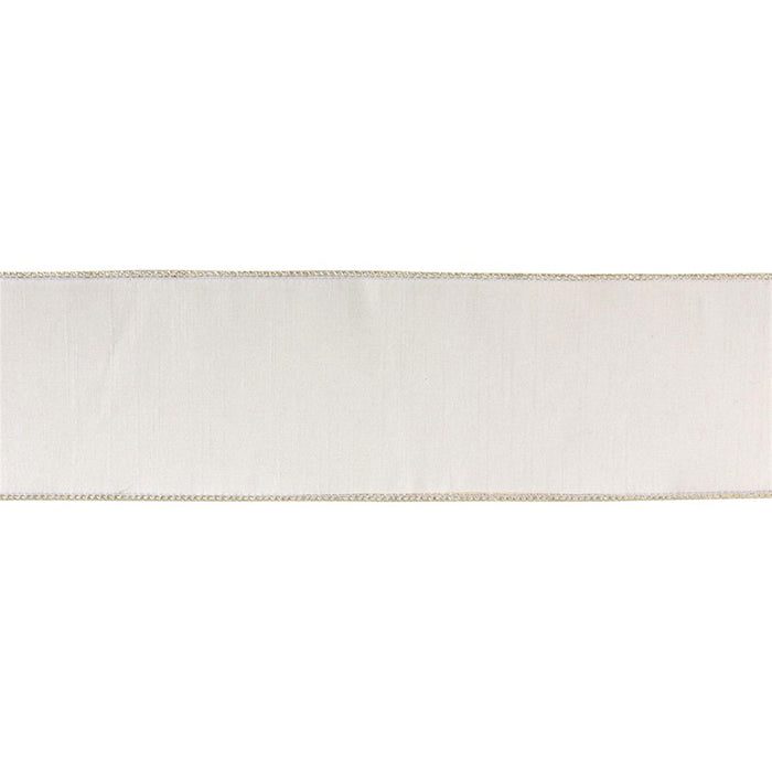 Melrose International Wired Polyester Ribbon 4"x10 yds, White - 87192DS