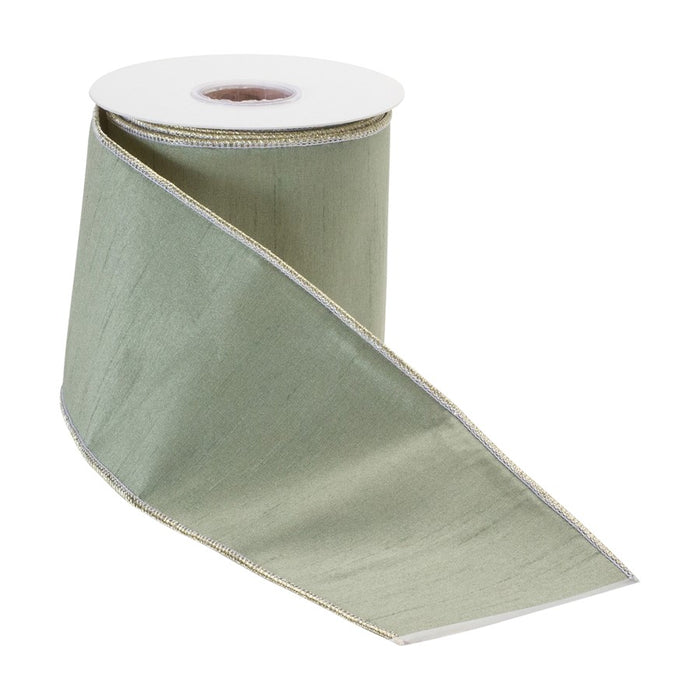 Melrose International Wired Polyester Ribbon 4"x10 yds, Green