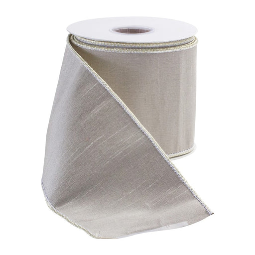 Melrose International Wired Polyester Ribbon 4"x10 yds, Beige