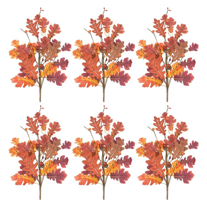 Melrose International Fall Oak Leaf Spray, Set of 6, Red/Orange