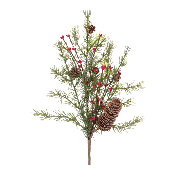Melrose International Pine/Berry/Cone Spray, Set of 6, Green/Brown/Red - 87217DS