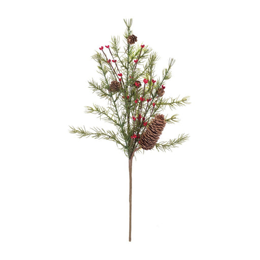 Melrose International Pine/Berry/Cone Spray, Set of 6, Green/Brown/Red