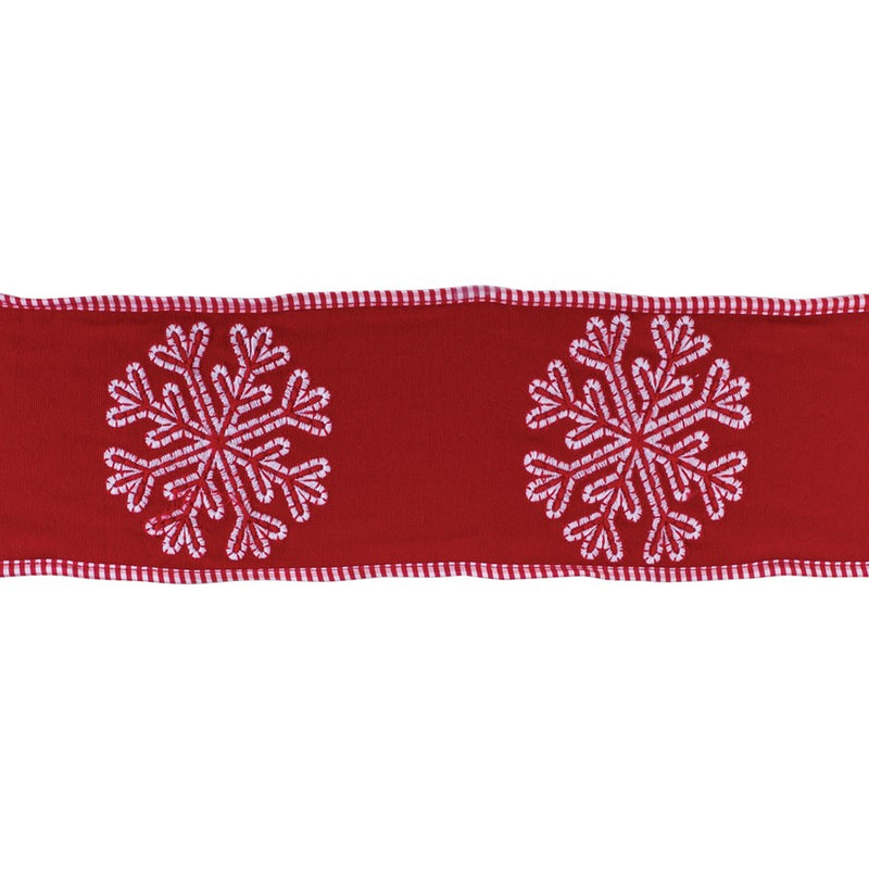 Melrose International Wired Cotton Ribbon 4"x5 yds, Red - 87223DS