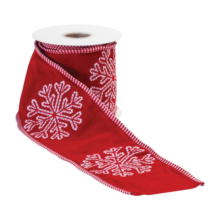 Melrose International Wired Cotton Ribbon 4"x5 yds, Red