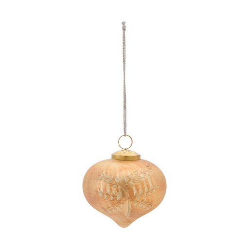 Melrose International Etched Mecury Glass Ornament, Set of 6, Orange