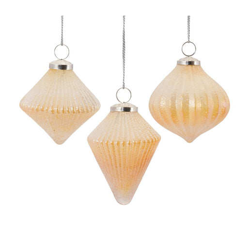 Melrose International Ribbed Glass Ornament, Set of 6, Peach - 87233DS