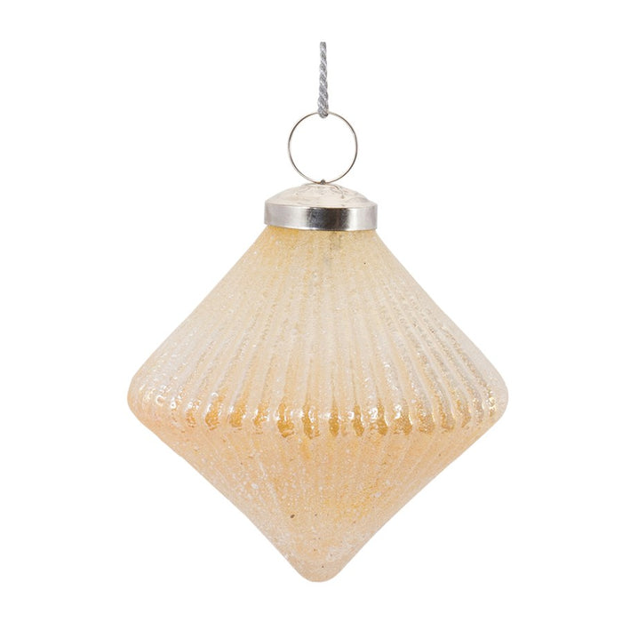 Melrose International Ribbed Glass Ornament, Set of 6, Peach