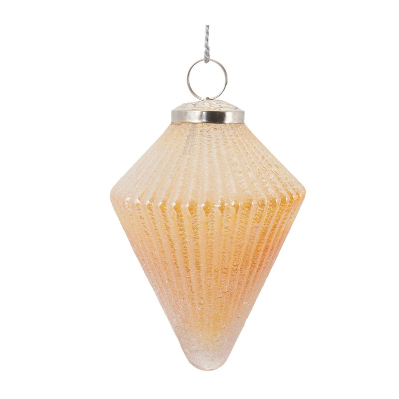 Melrose International Ribbed Glass Ornament, Set of 6, Peach